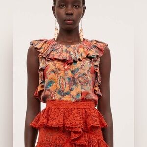 Ulla Johnson Size 2 • Silk Multicolor Top Blouse Shirt.